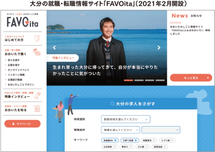 写真:大分の修飾・転職情報サイト「FAVOita」(2021年2月開設)